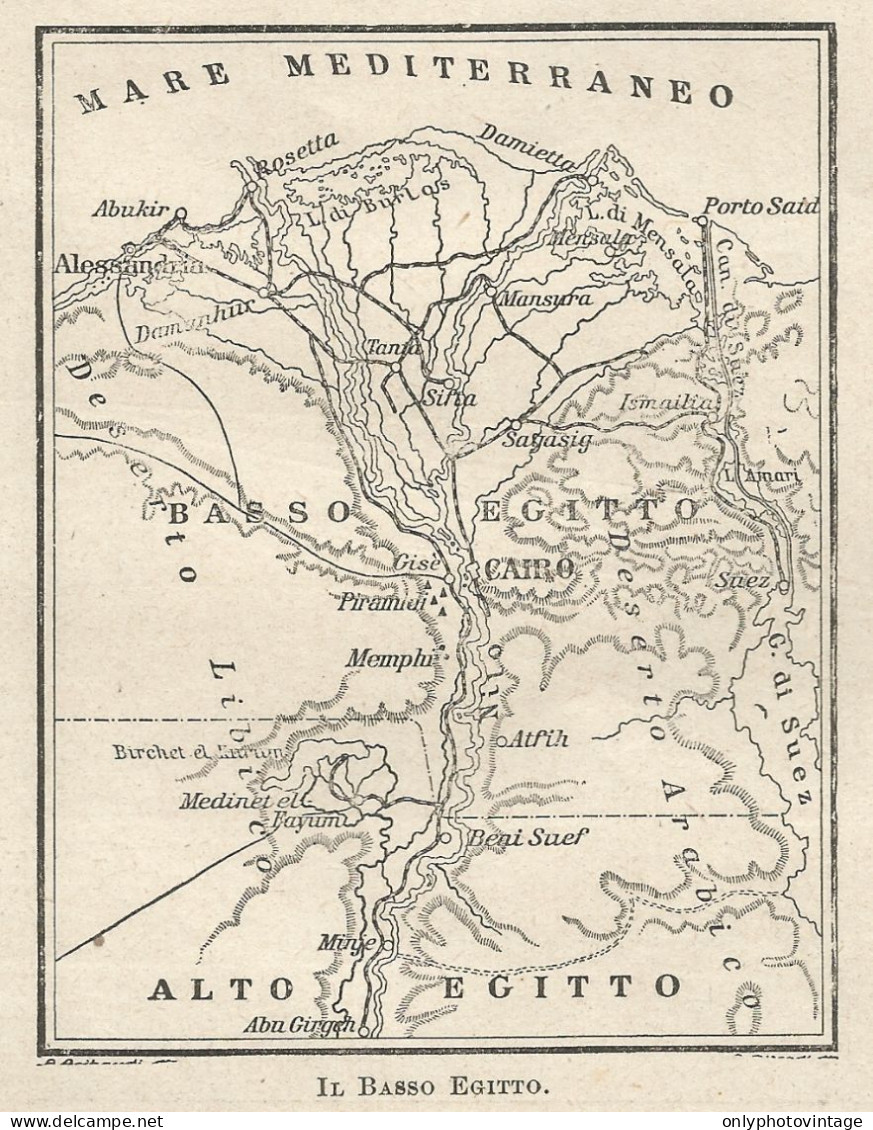 Il Basso Egitto - Mappa D'epoca - 1922 Vintage Map - Geographische Kaarten