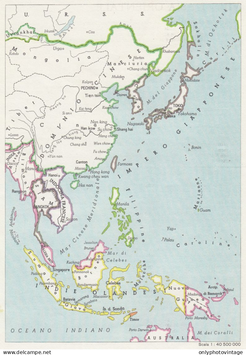 Impero Giapponese - Mappa D'epoca - 1943 Vintage Map - Geographical Maps