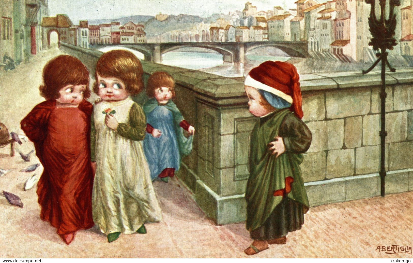 A. BERTIGLIA - Bambini - Dante E Beatrice - Scritta - #201 - Bertiglia, A.