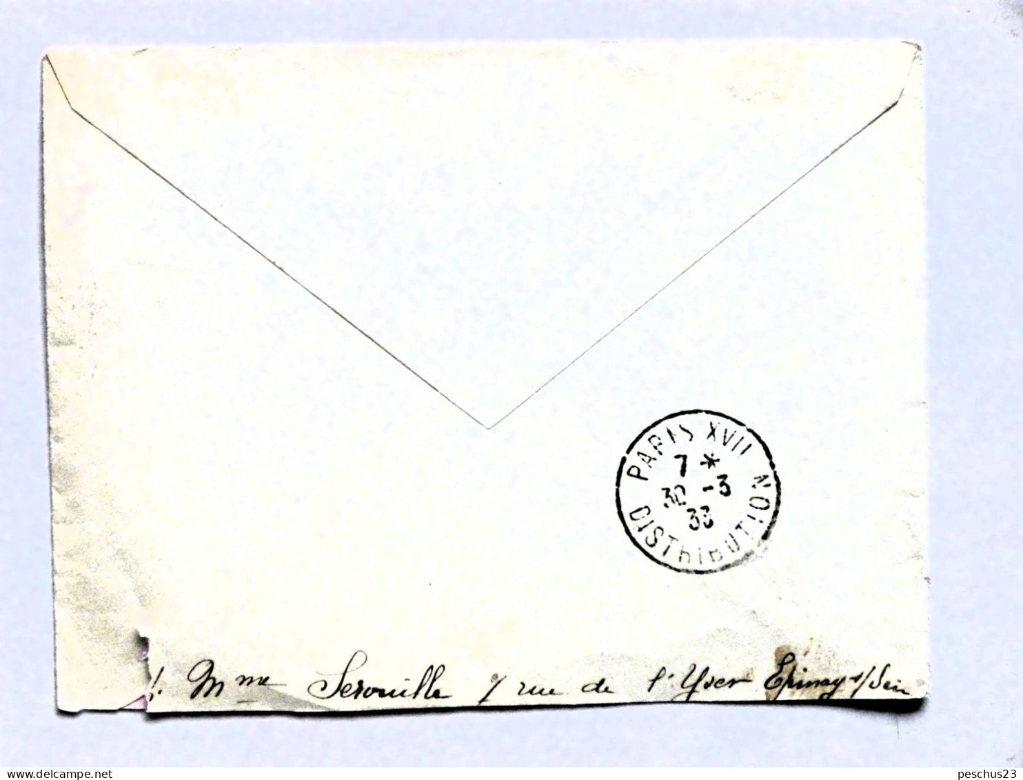 FRANCE - Lettre Reco. 1933, PARIS 29.3.33 - Affr.: 1f50 LÉGION AMÉRIC., 25C SEMEUSE - Cartas & Documentos