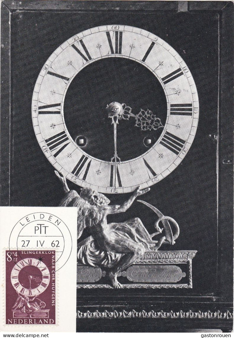 Carte Maximum Pays-Bas 1962 Horloge - Cartas Máxima