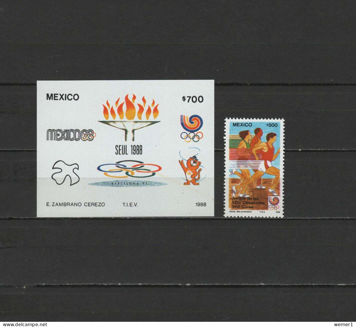 Mexico 1988 Olympic Games Seoul, Stamp + S/s MNH - Sommer 1988: Seoul