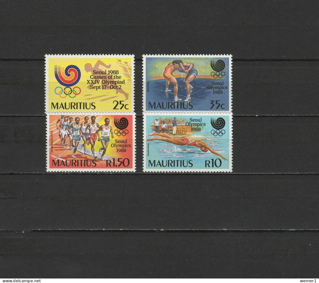 Mauritius 1988 Olympic Games Seoul, Wrestling, Athletics, Swimming Set Of 4 MNH - Summer 1988: Seoul