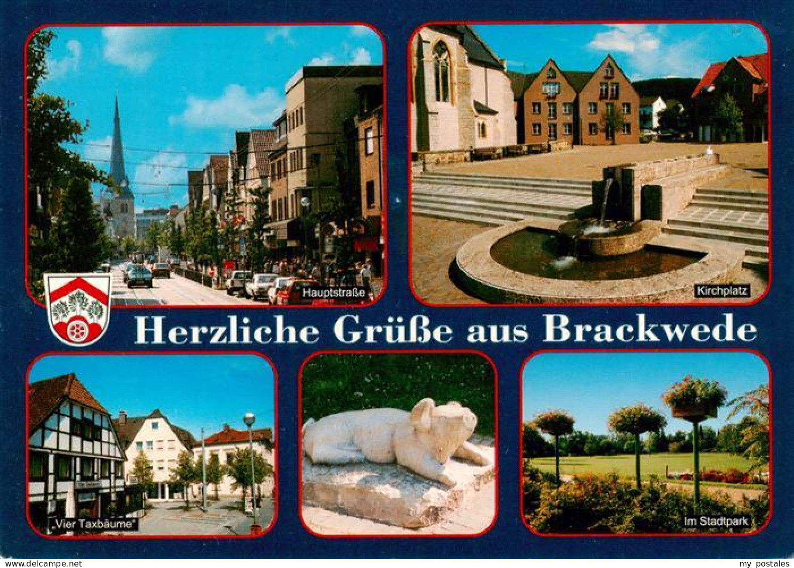 73934323 Brackwede_Westfalen Hauptstrasse Kirchplatz Vier Taxbaeume Schweineplas - Bielefeld