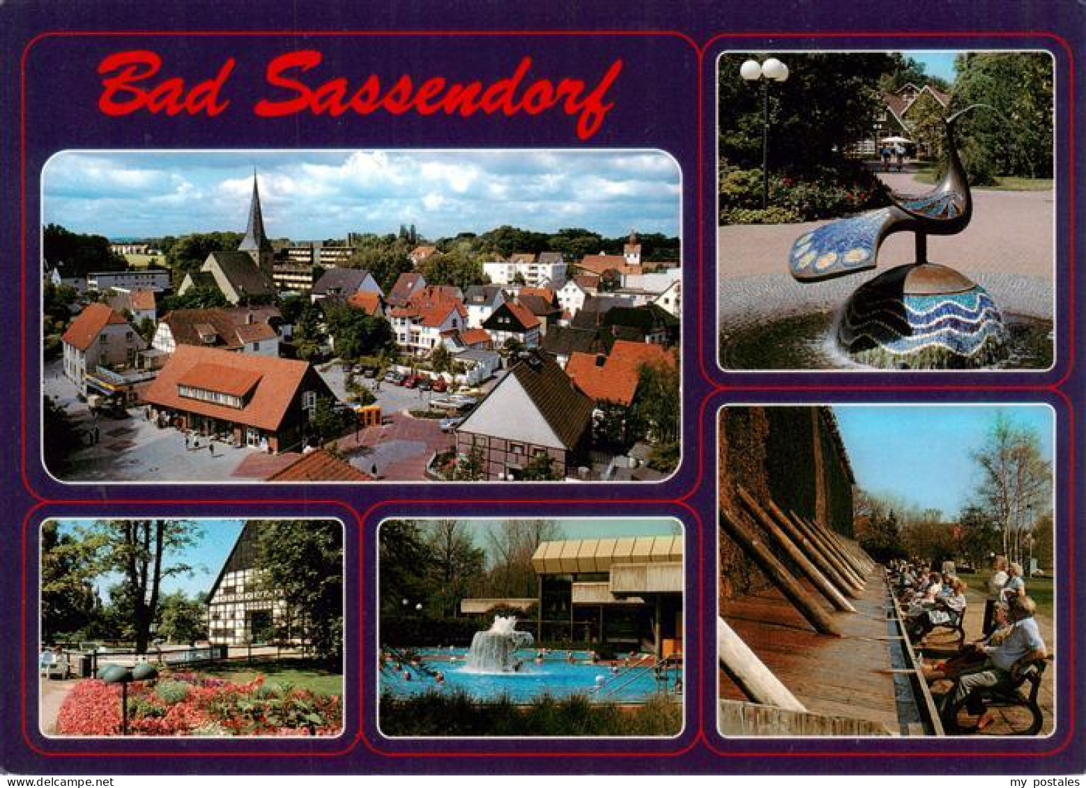 73934273 Bad_Sassendorf Panorama Kurpark Freibad Brunnen Gradierwerk - Bad Sassendorf