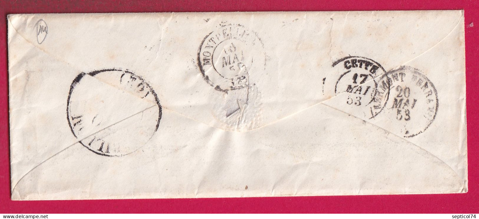 CAD TYPE 15 DOUERA ALGERIE TAXE TAMPO 25 POUR BELFORT BAS RHIN 1853 LETTRE - 1801-1848: Précurseurs XIX