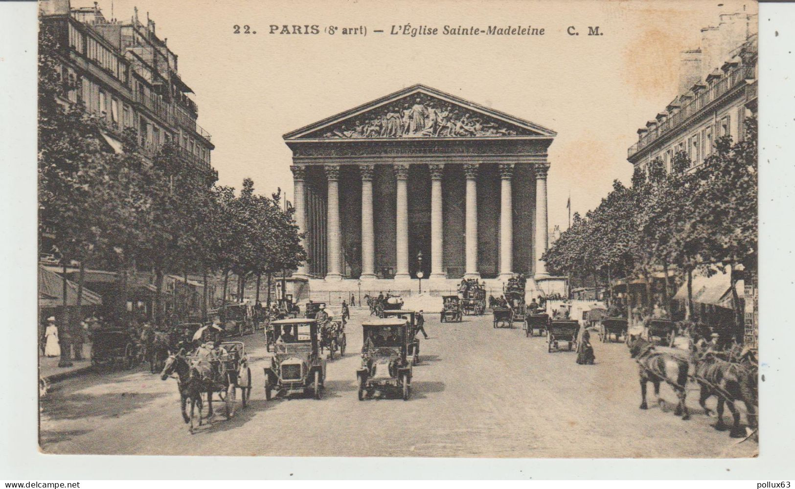 CPA PARIS (75) L' EGLISE SAINTE-MADELEINE - BELLE ANIMATION - ATTELAGES - AUTOMOBILES - Eglises