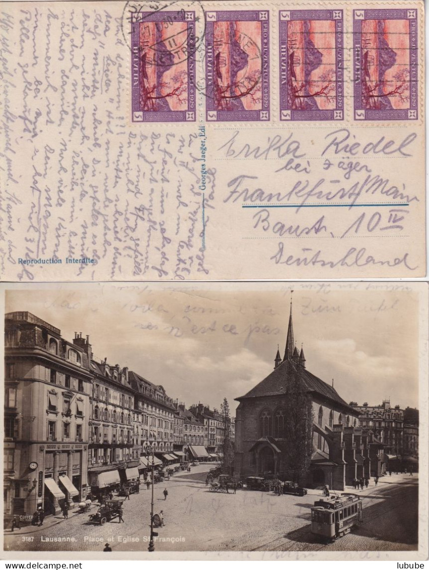 AK  "Lausanne - St.François" - Frankfurt  (PJ-Frankatur)       1930 - Cartas & Documentos