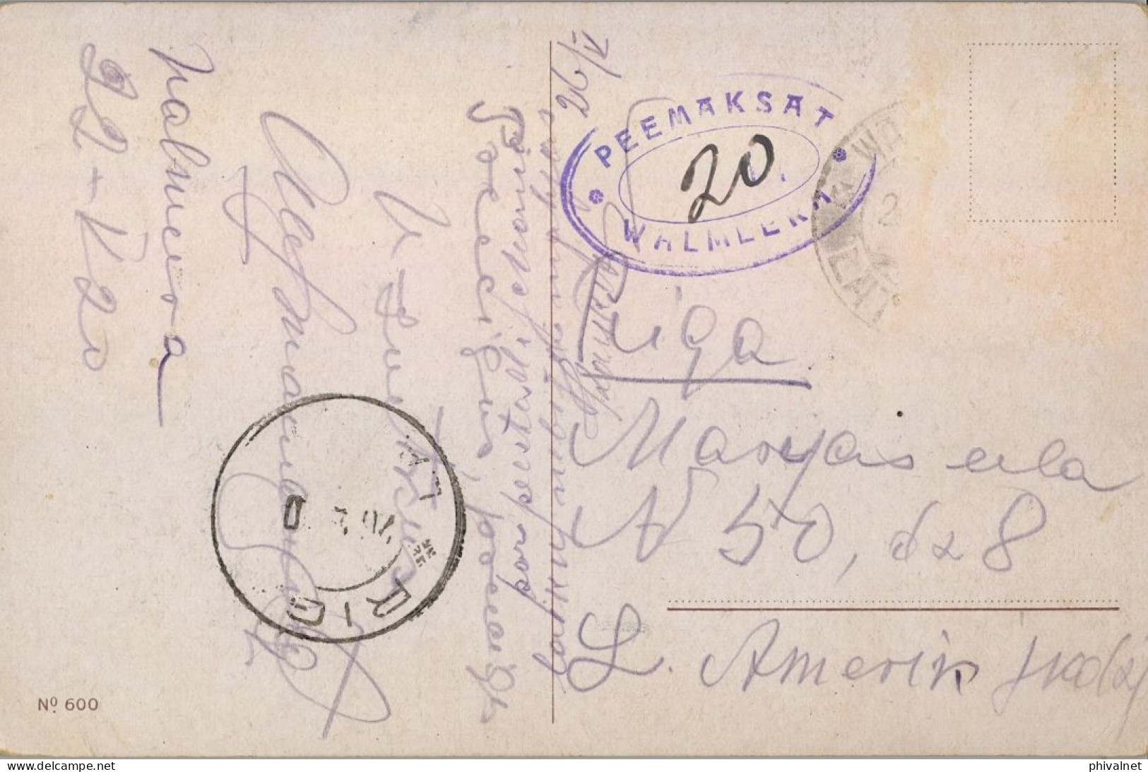 1920 LATWIJA , WALMIERA - RIGA  , T.P. CIRCULADA , TASA , TAX , TAXE ,  " PEEMAKSAT " , ILUSTRADOR H. STIEGLER - Lettland