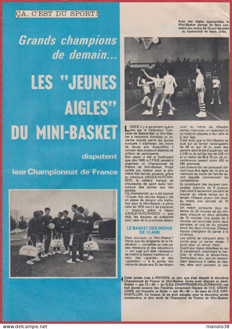 Les " Jeunes Aigles " Du Mini-basket Disputent Leur Championnat De France. 1970. - Historische Dokumente