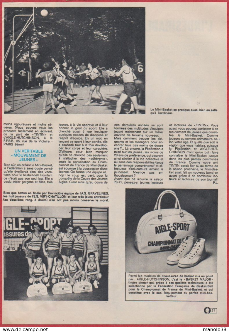 Les " Jeunes Aigles " Du Mini-basket Disputent Leur Championnat De France. 1970. - Documents Historiques