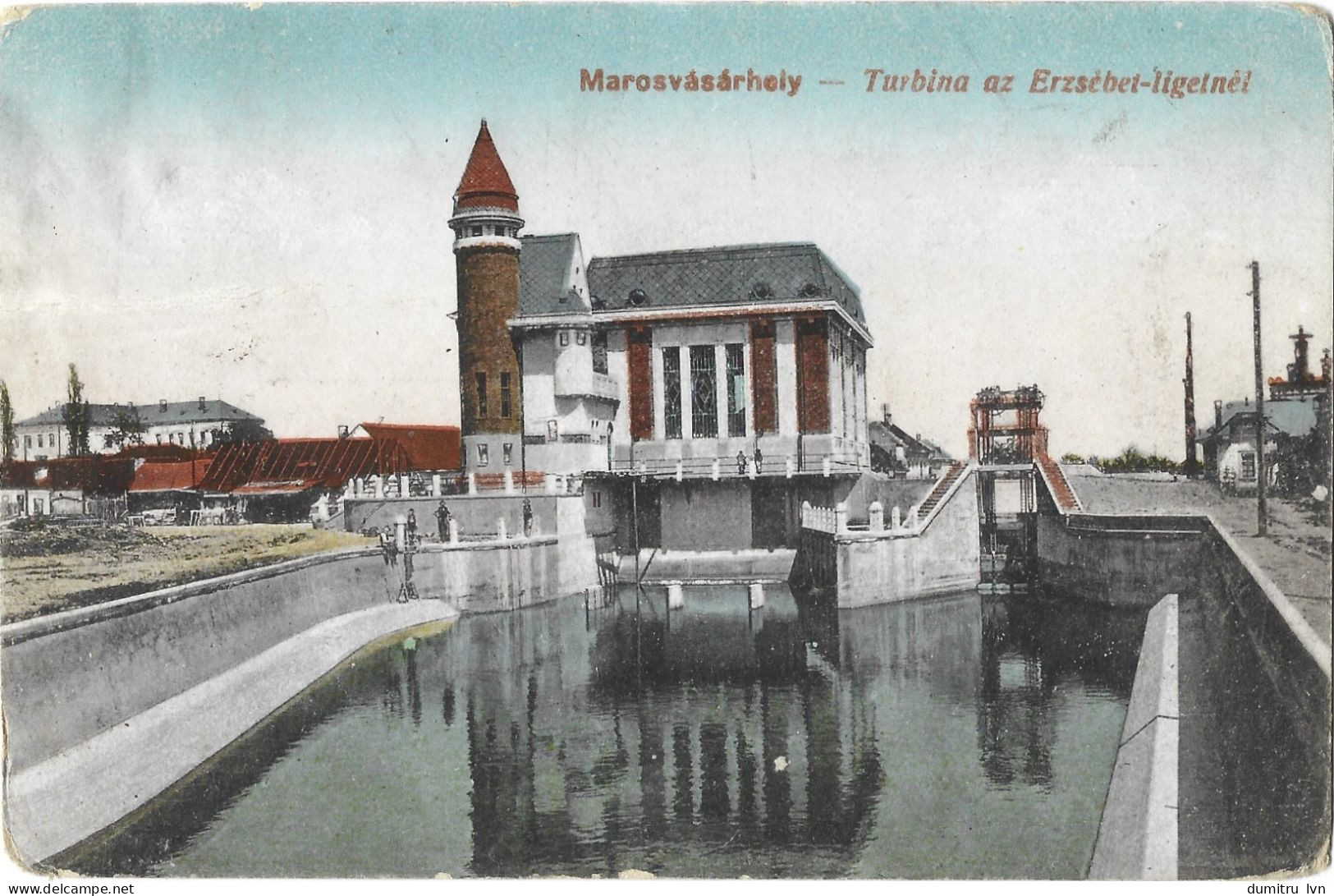 ROMANIA 1918 TARGU-MURES - TURBINE FROM THE ELISABETA PARK, BUILDINGS, ARCHITECTURE, PEOPLE, WATER DAM - Roumanie