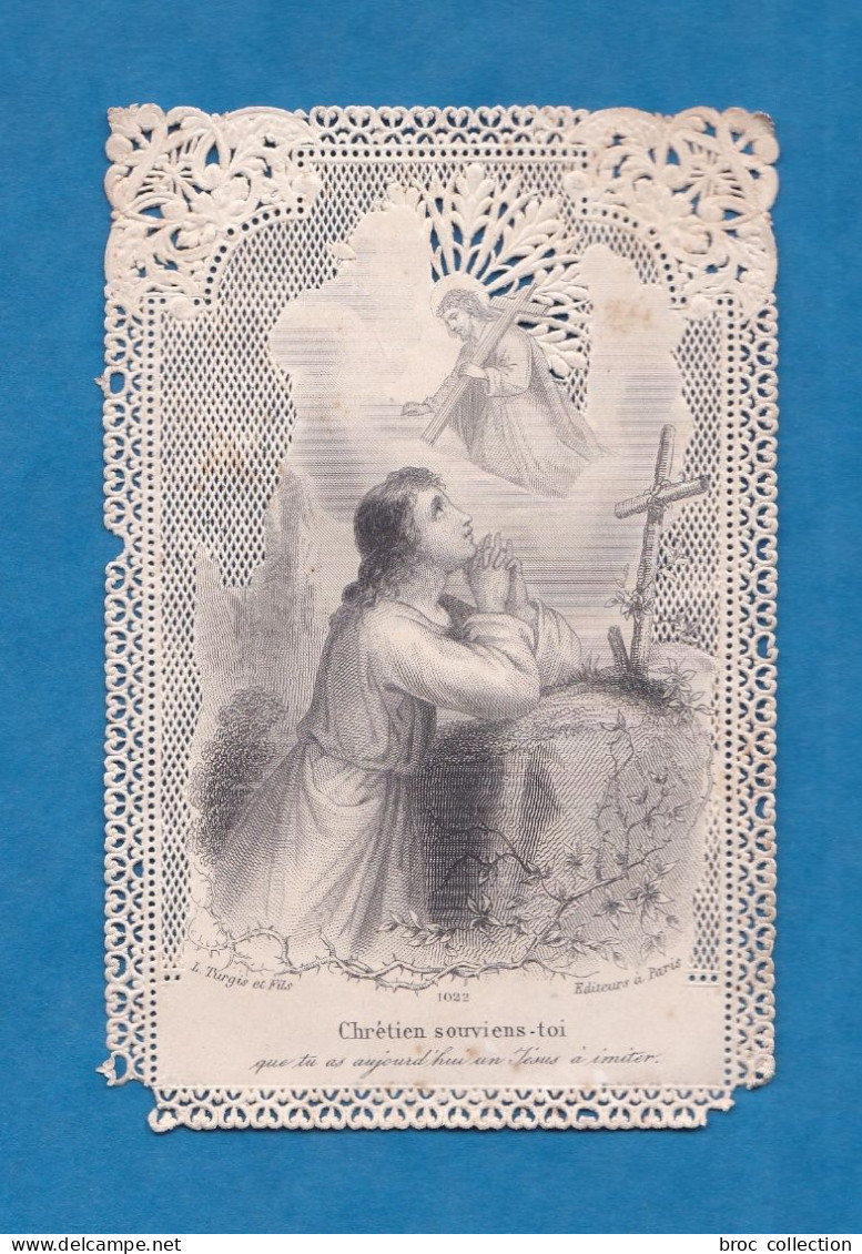 Chrétien, Souviens-toi, Jésus Portant La Croix Et Enfant Priant, Canivet, éd. L. Turgis Et Fils N° 1022 - Santini