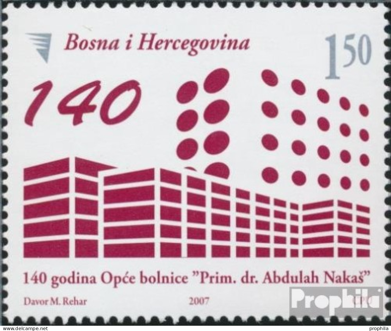 Bosnien-Herzegowina 491 (kompl.Ausg.) Postfrisch 2007 Abdulah Nakas Hospital - Bosnia Erzegovina