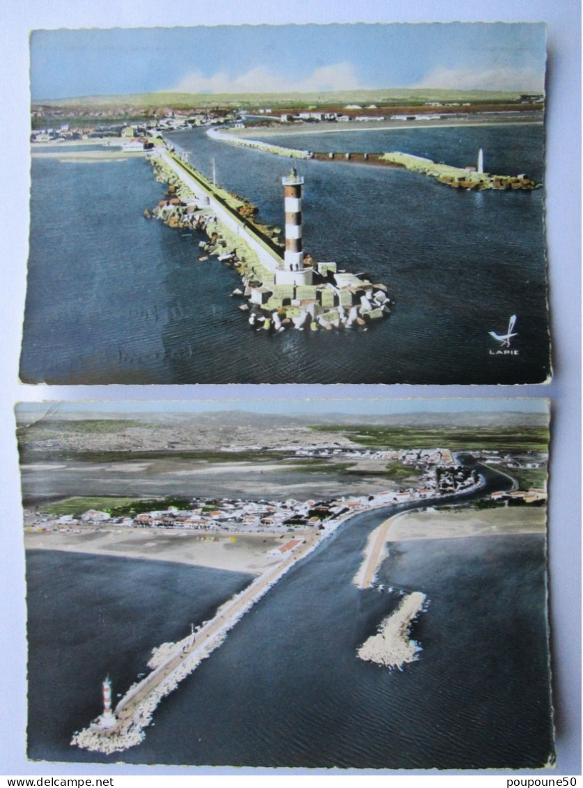 CP 11 Aude  PORT LA NOUVELLE - Lot De 2 Cartes Postales -  La Jetée Le Phare Le Canal Vers 1960 - Port La Nouvelle