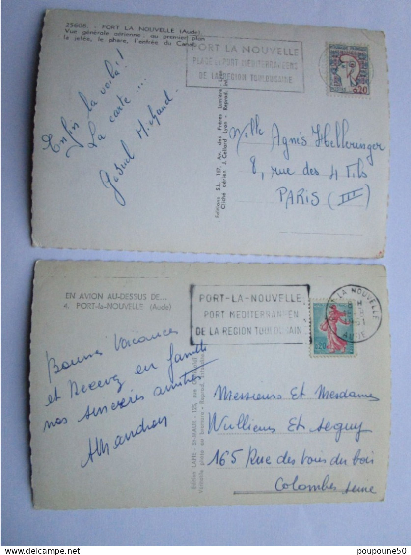 CP 11 Aude  PORT LA NOUVELLE - Lot De 2 Cartes Postales -  La Jetée Le Phare Le Canal Vers 1960 - Port La Nouvelle
