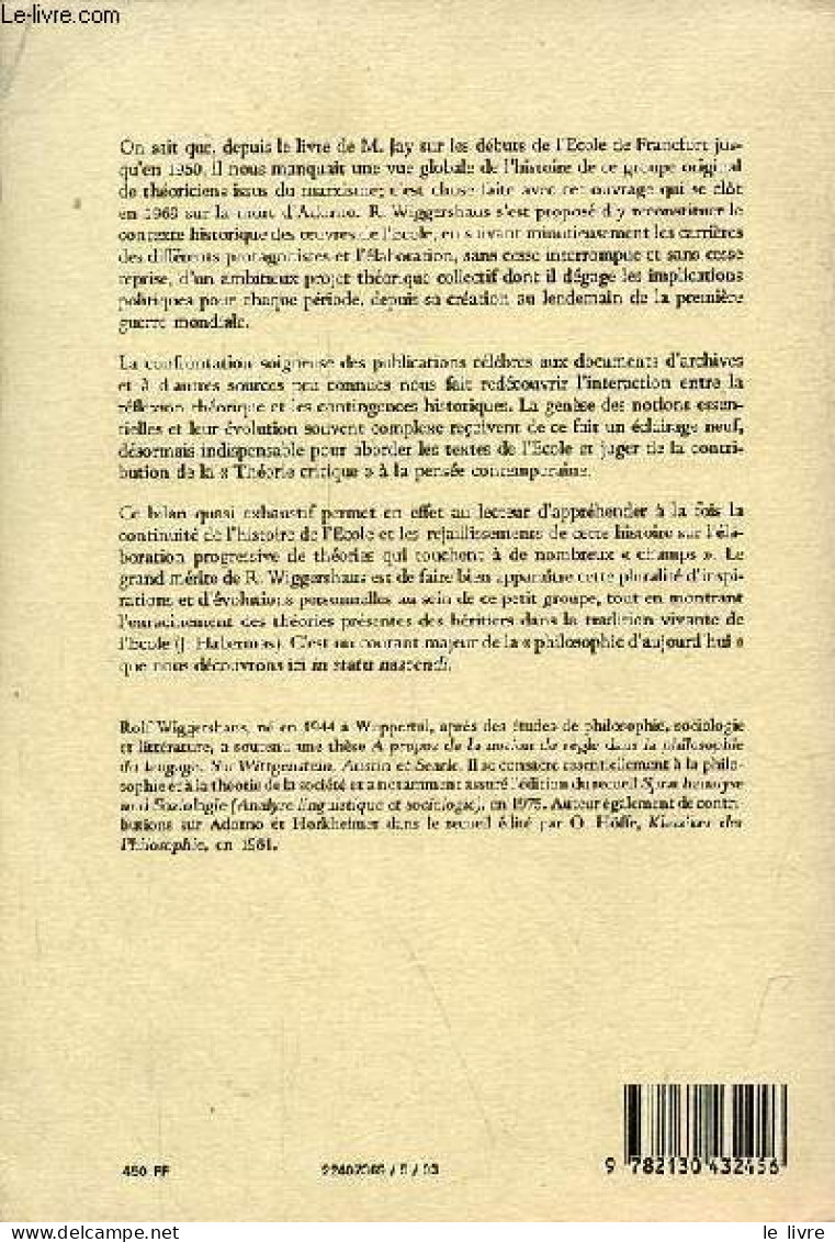 L'Ecole De Francfort - Histoire, Développement, Signification - Collection " Philosophie D'aujourd'hui ". - Wiggershaus - Psychologie/Philosophie