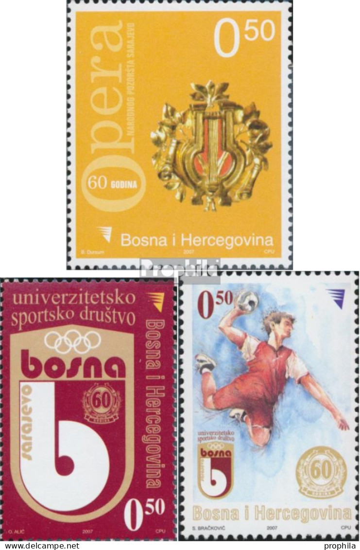 Bosnien-Herzegowina 475,506,507 (kompl.Ausg.) Postfrisch 2007 Nationaltheater, BOSNA, Handball - Bosnie-Herzegovine