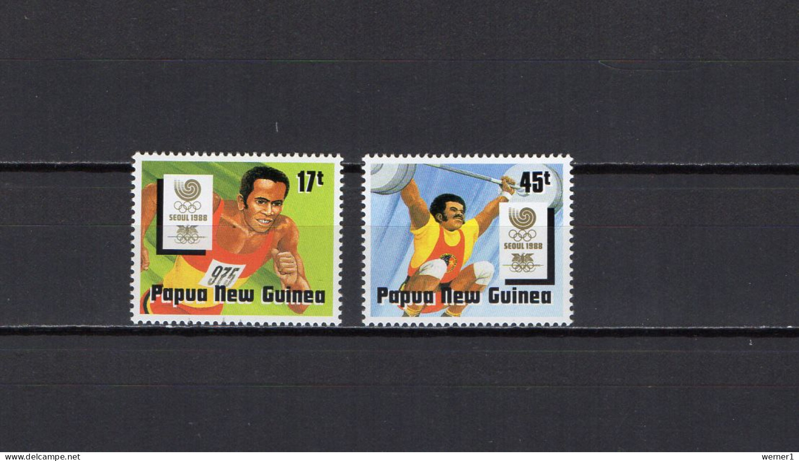 PNG Papua New Guinea 1988 Olympic Games Seoul, Athletics, Weightlifting Set Of 2 MNH - Verano 1988: Seúl