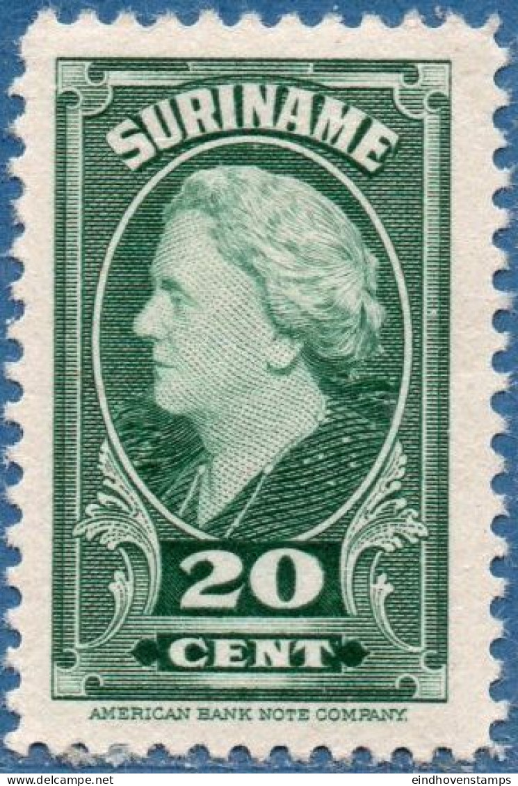 Suriname, 1945 ƒ 0.20  Queen Wilhelmina MNH - Surinam ... - 1975