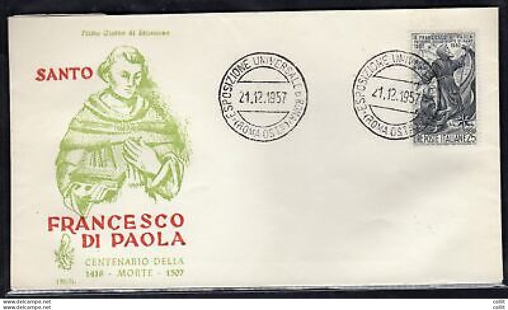 Italia FDC Venetia 1957 Francesco Di Paola  Non Viaggiata - FDC