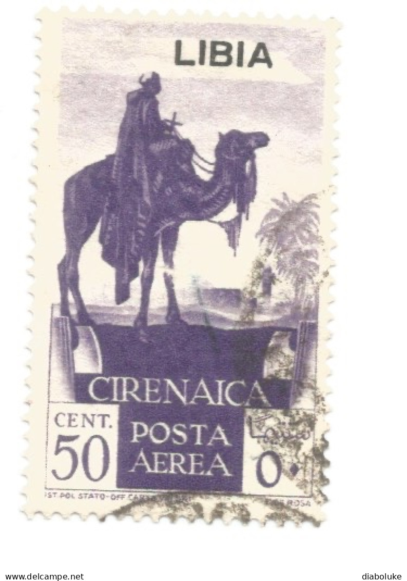 (COLONIE E POSSEDIMENTI) 1936, LIBIA, POSTA AEREA SOPRASTAMPATO, 50c - 1 Francobollo Usato (CAT. SASSONE N.27) - Libyen