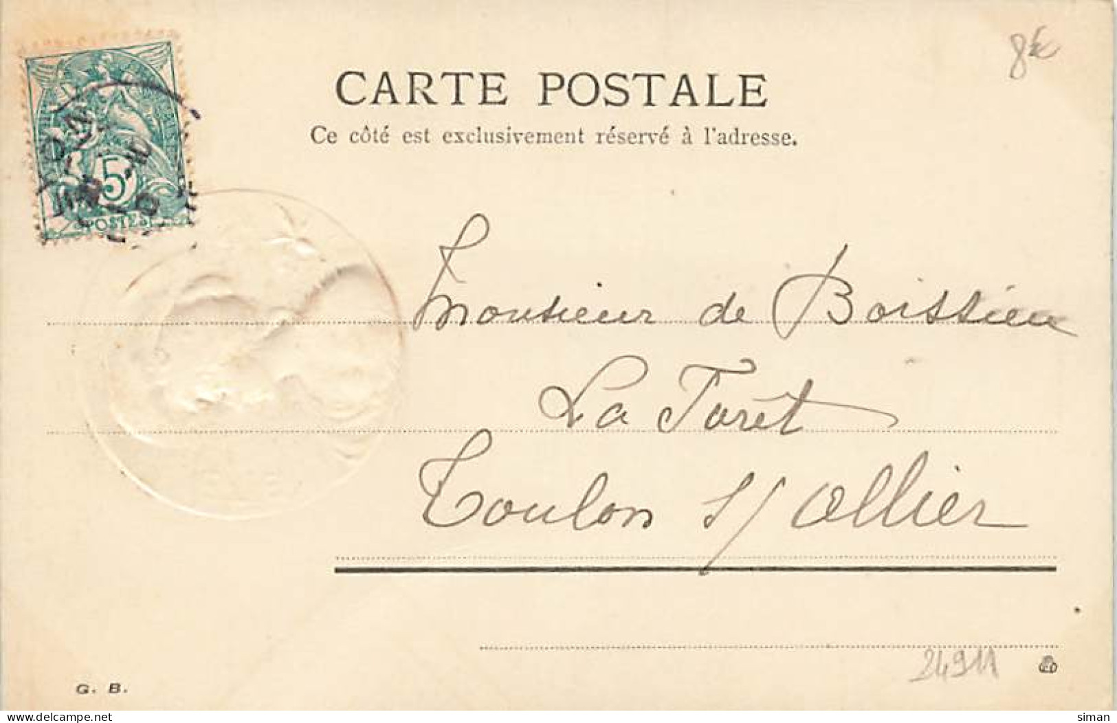 N°24911 - Carte Gaufrée - Femme Dans Un Médaillon - Eté  - Other & Unclassified