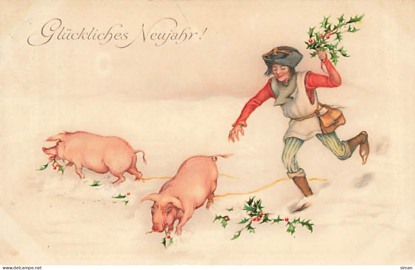 N°24921 - Carte Illustrateur - MM Vienne N°703 - Homme Courant Après Des Cochons - Vienne