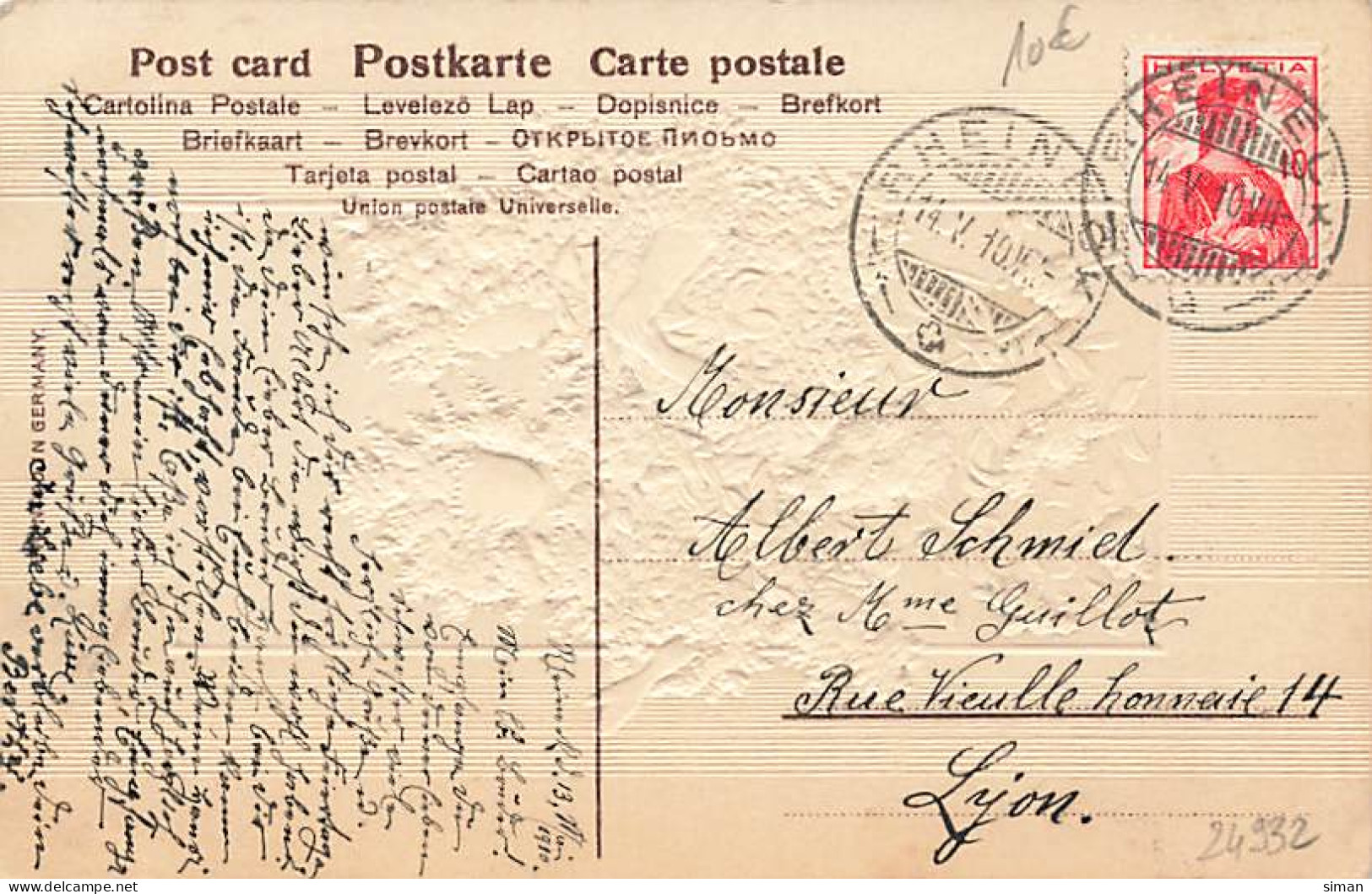 N°24932 - Carte Fantaisie Gaufrée - Fröhliche Pfingsten - Enfants Habillés De Lilas - Pentecôte