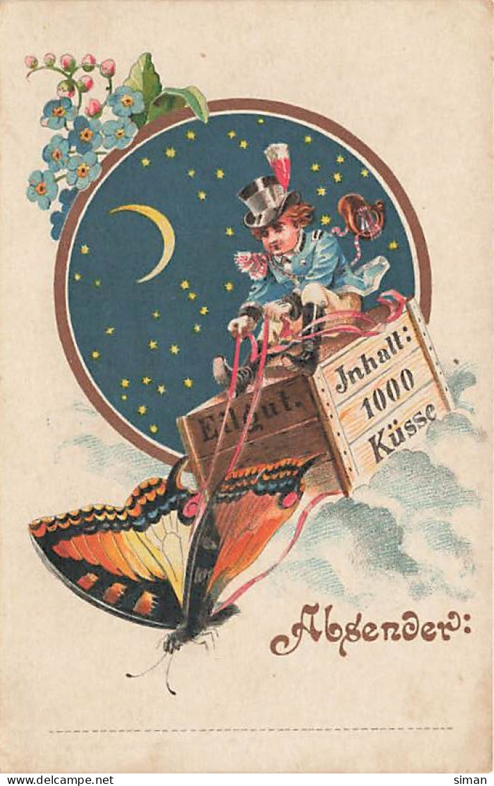 N°24949 - Carte Fantaisie - Attelage Avec Un Papillon - Lune - Sonstige & Ohne Zuordnung