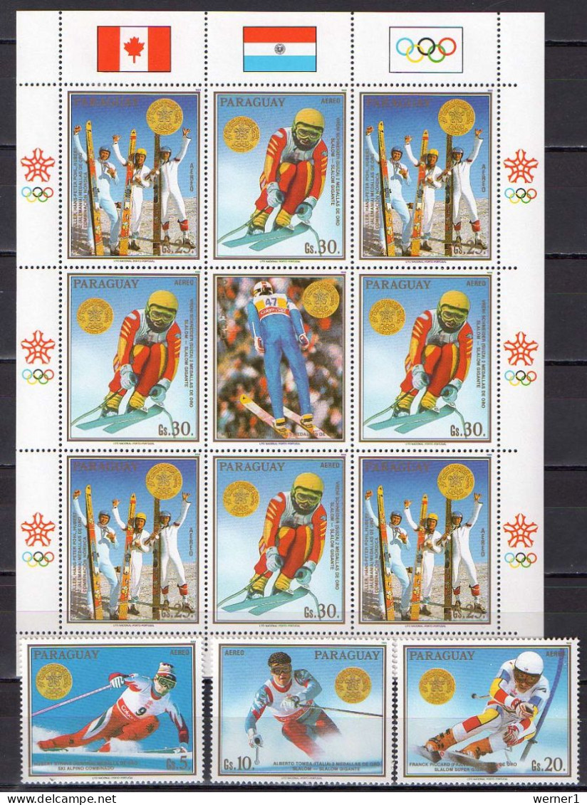 Paraguay 1988 Olympic Games Calgary Sheetlet + 3 Stamps MNH - Hiver 1988: Calgary