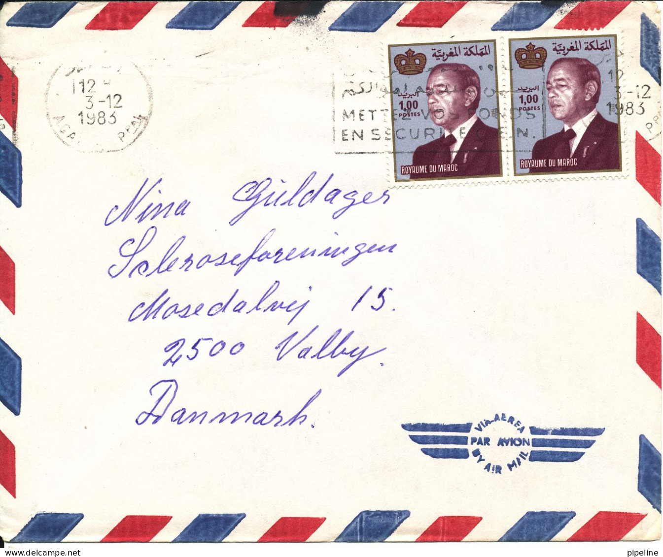 Morocco Air Mail Cover Sent To Denmark 3-12-1983 - Marokko (1956-...)