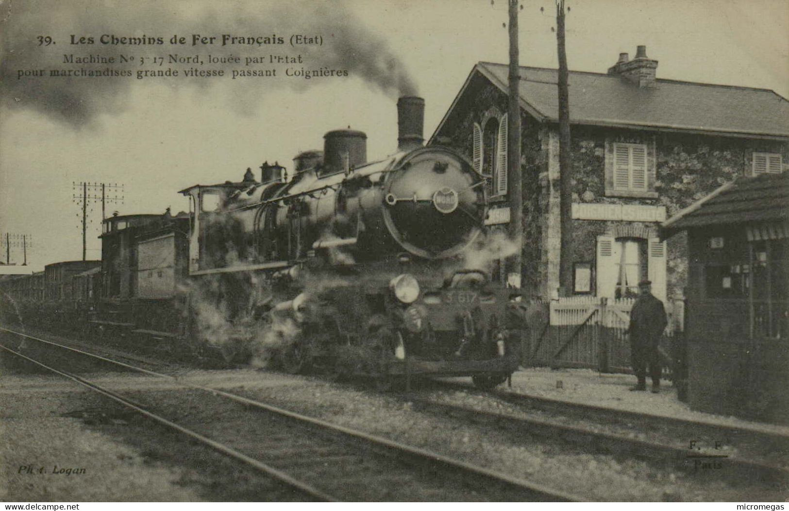 Machine N° 3 17 Nord Louée Par L'Etat Pour Marchandises Grande Vitesse Passant Coignières - Trains