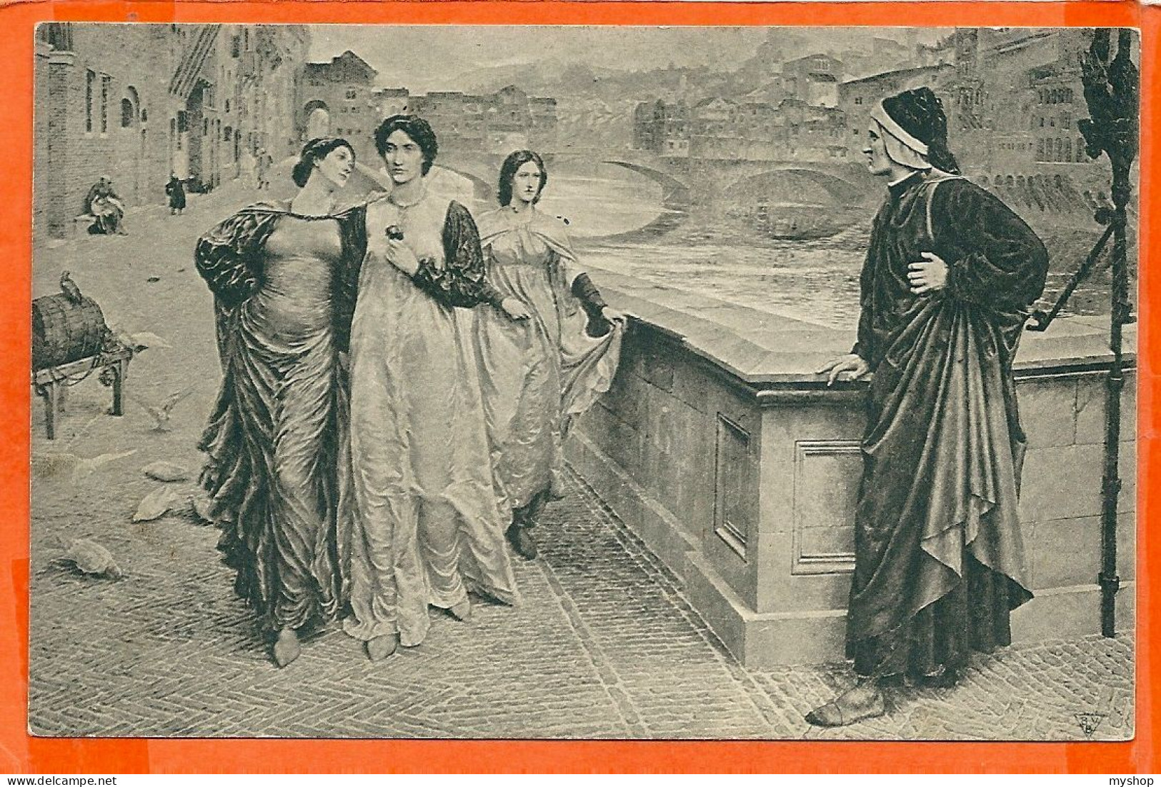 DK127_ *   SCENE From DANTE & BEATRICE * BY HENRY HOLLIDAY * - Theatre