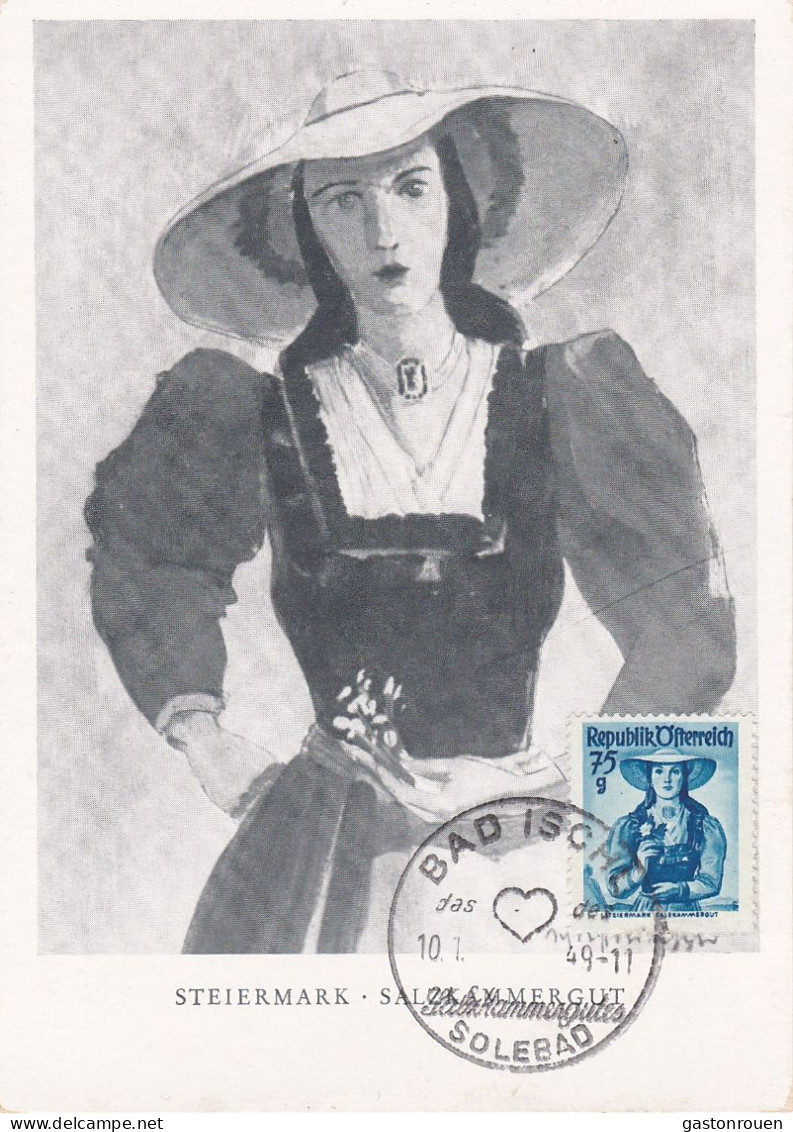 Carte Maximum Autriche Osterreich 1949 Costume Traditionnel Steiermark - Cartes-Maximum (CM)