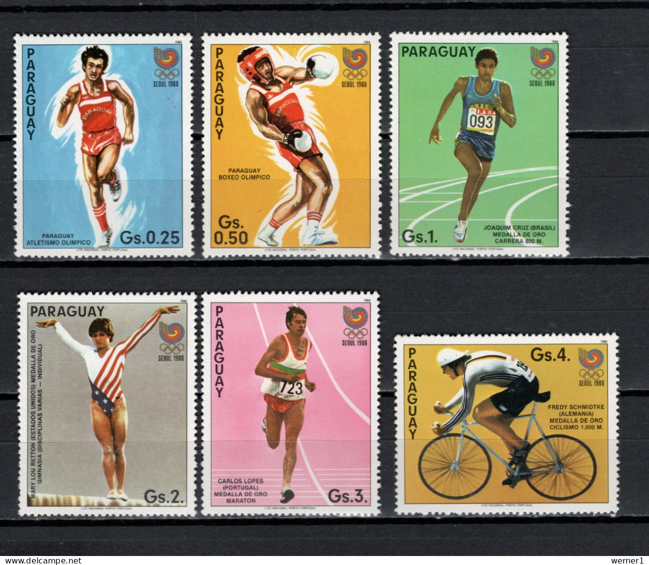 Paraguay 1986 Olympic Games Seoul, Athletics, Boxing, Cycling 6 Stamps MNH - Verano 1988: Seúl