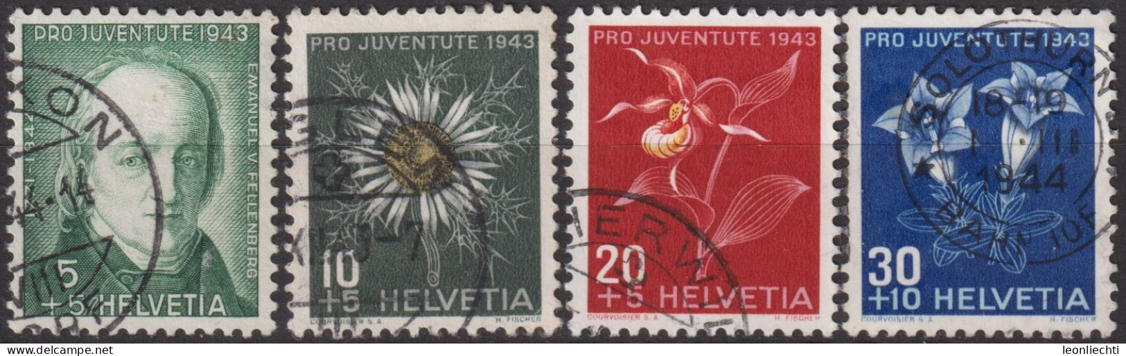 1943 Schweiz Pro Juventute ° Mi:CH 424-427 Yt:CH 388-391, Zum:CH J105-J108, E. Von Ellenberg U. Alpenblumen - Gebruikt