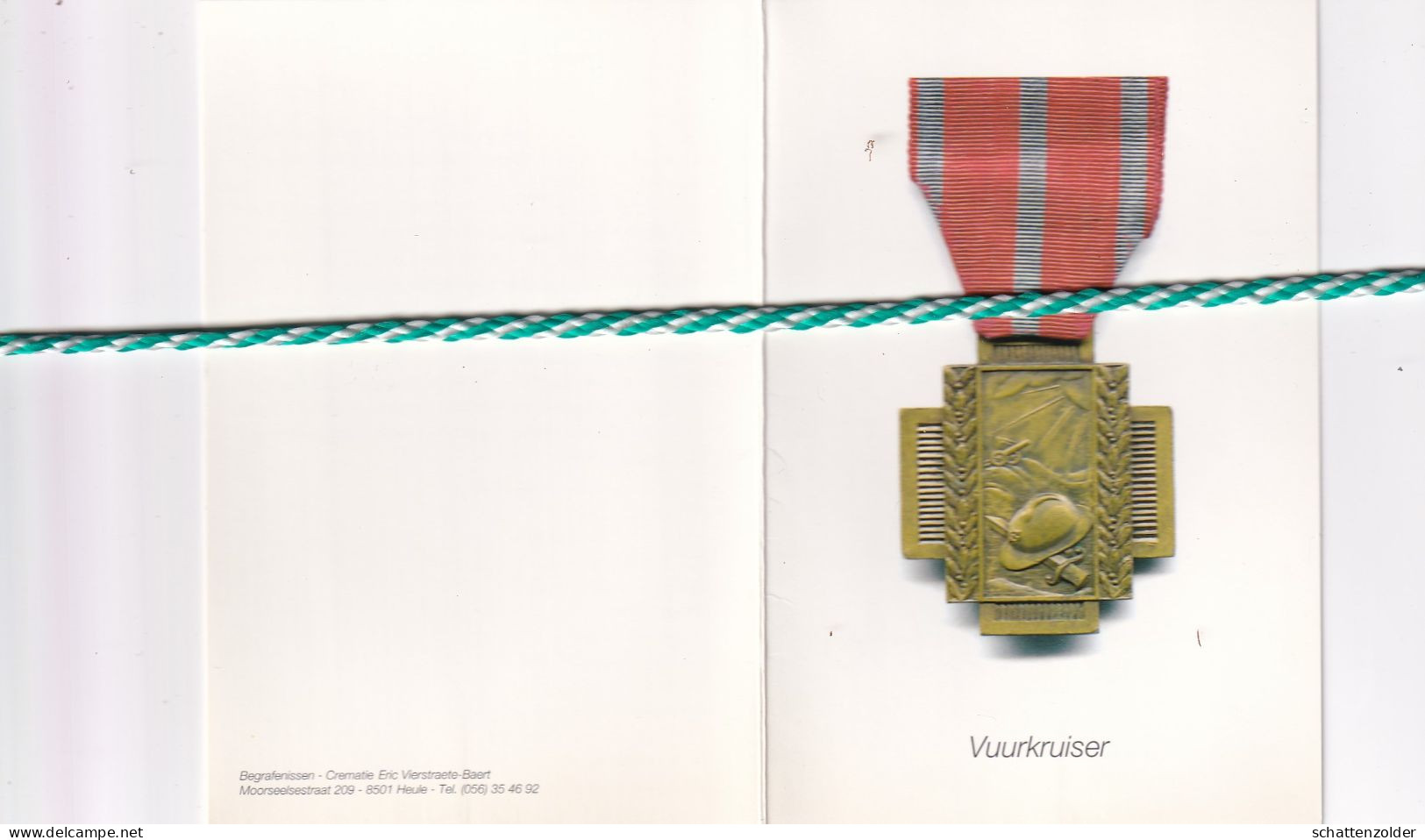 Victor Geeraard Calu-Verschae, Harelbeke 1894, Kortrijk 1997. Honderdjarige, Vuurkruiser 14-18, 7 Frontstrepen - Todesanzeige