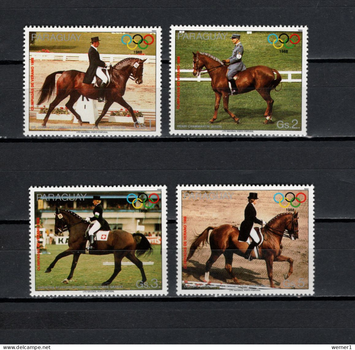 Paraguay 1988 Olympic Games Seoul, Equestrian 4 Stamps MNH - Estate 1988: Seul