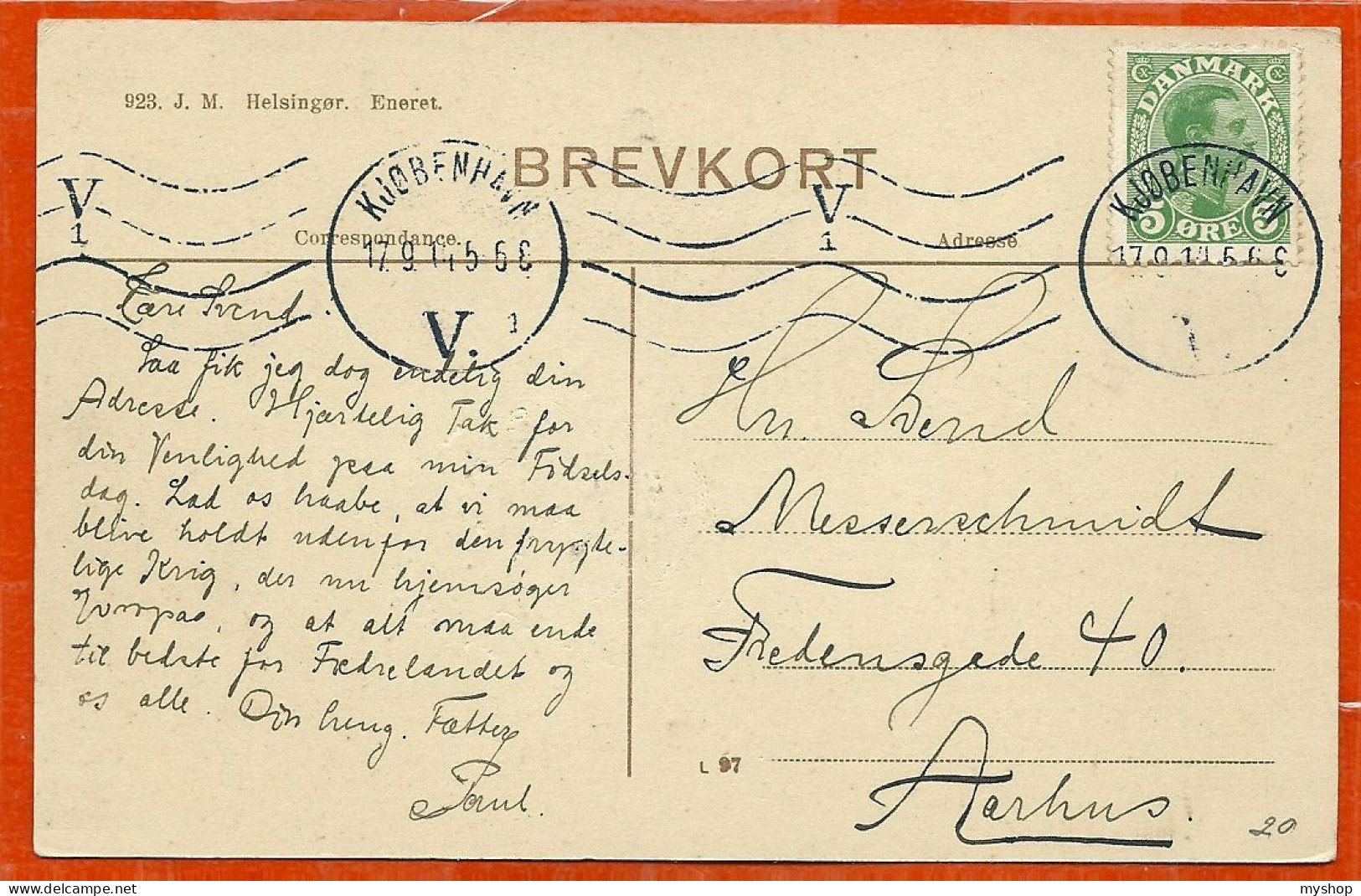 DK127_ *   ELLEKILDERO Nær HELSINGØRE * SENDT Fra KØBENHAVN To AARHUS 1914 - Denmark