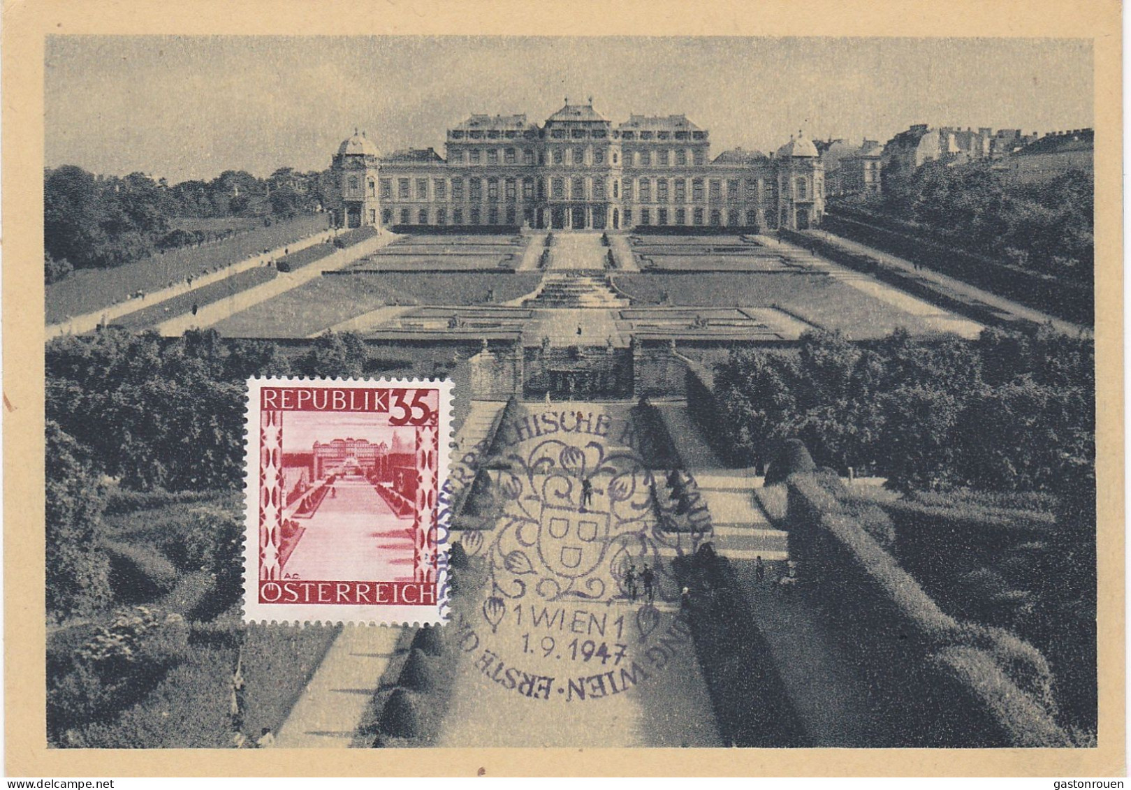 Carte Maximum Autriche Osterreich 1947 Wien Belvedere - Cartoline Maximum