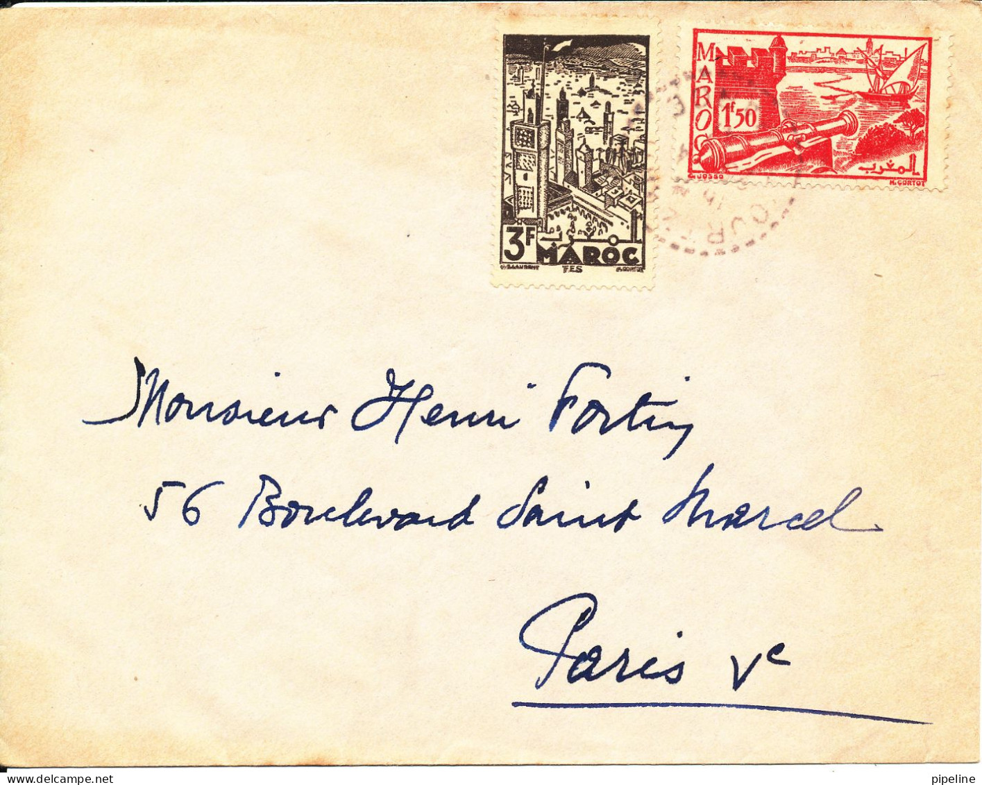 Morocco Cover Sent To France 1947 - Cartas & Documentos