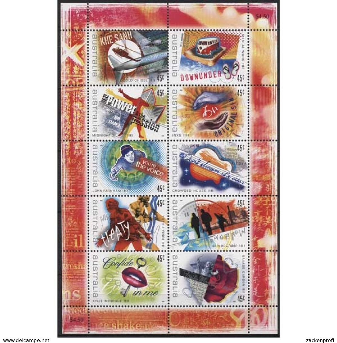 Australien 2001 Australische Rockmusik 2021/30 K Postfrisch (C24869) - Blocks & Sheetlets