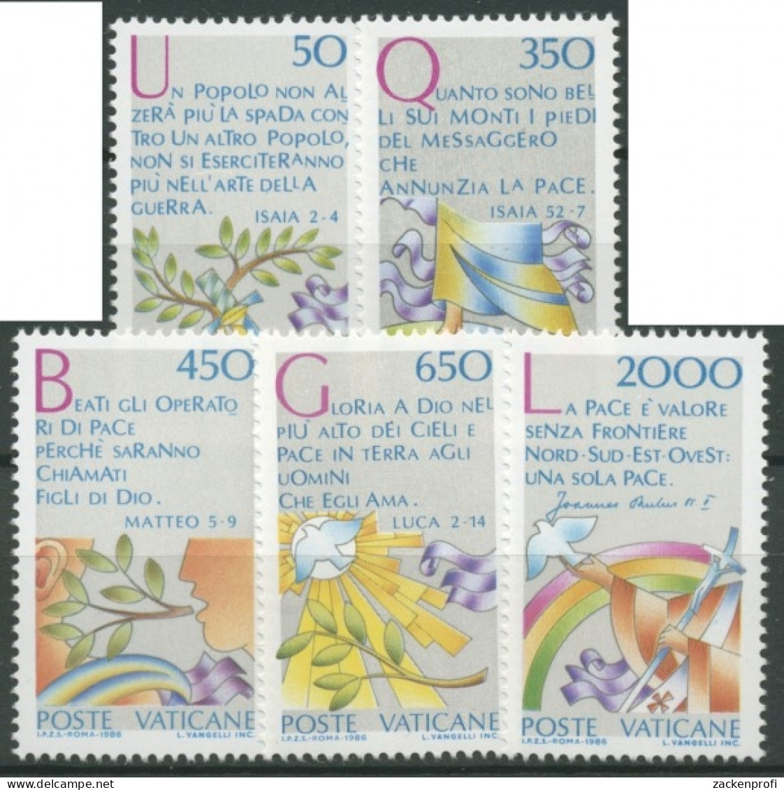 Vatikan 1986 Internationales Jahr Des Friedens 889/93 Postfrisch - Unused Stamps