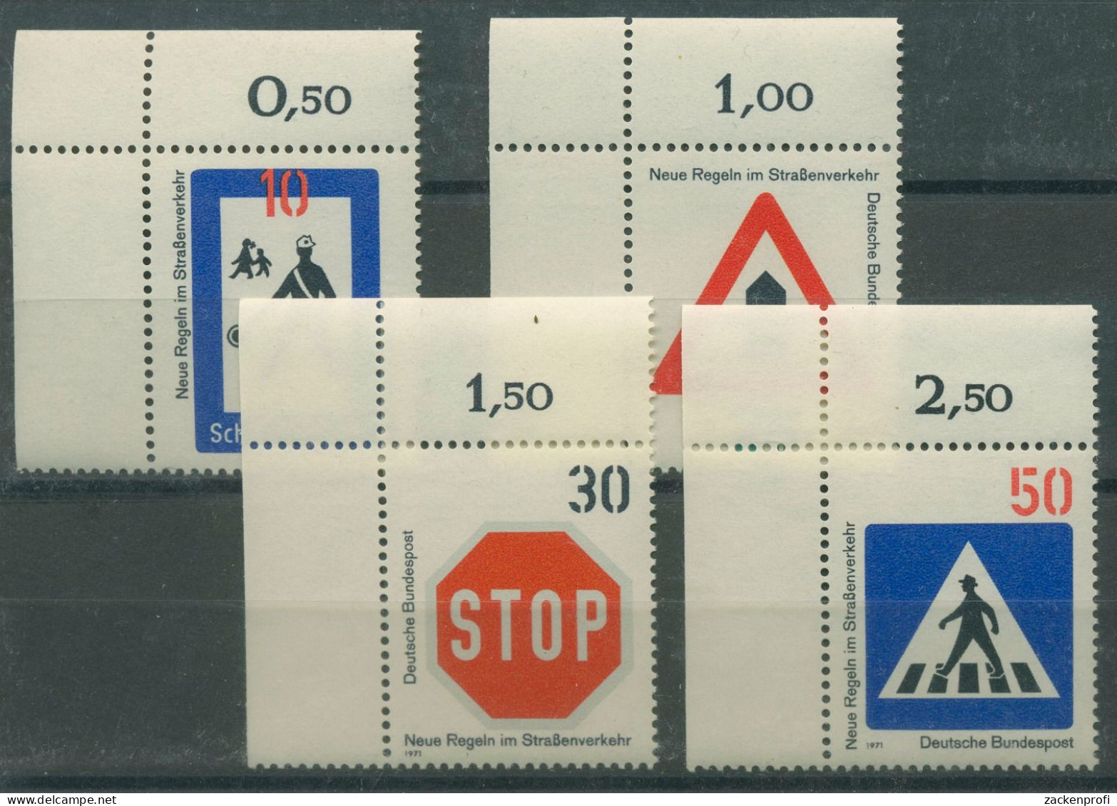 Bund 1971 Regeln Im Straßenverkehr 665/68 Ecke 1 Oben Links Postfrisch (E238) - Unused Stamps