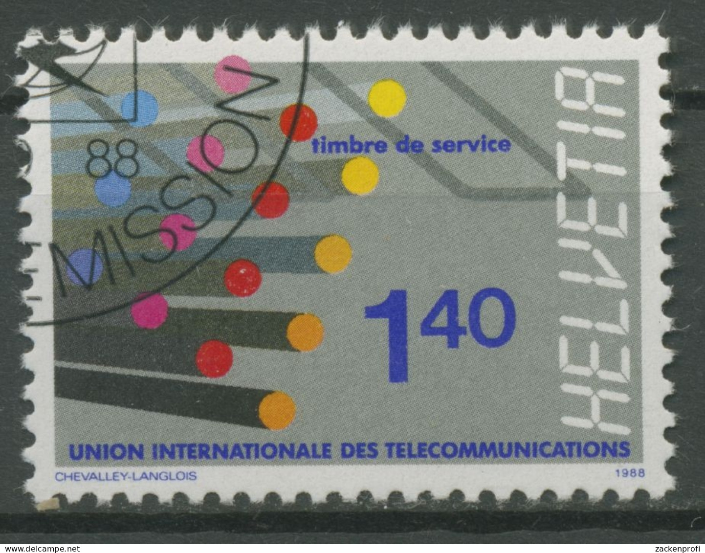 Int. Fernmeldeunion (UIT/ITU) 1988 Glasfaserkabel 14 Gestempelt - Service