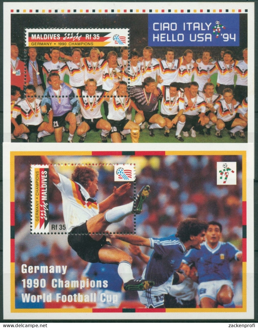 Malediven 1992 Fussball-WM Italien Deutsche Spieler Bl.236/37 Postfrisch (C6951) - Malediven (1965-...)