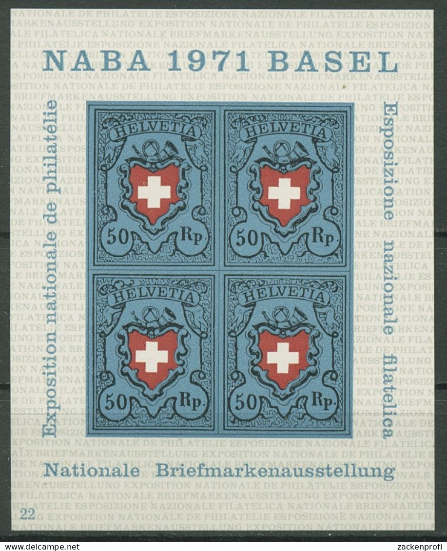 Schweiz 1971 NABA Rayon I-Marke Nachbildung Block 21 Postfrisch (C96277) - Blocs & Feuillets
