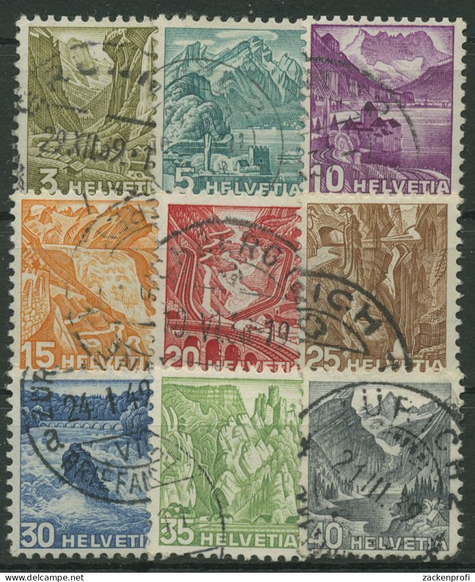 Schweiz 1936 Freimarken Landschaften, Glatter Gummi 297/305 Y Gestempelt - Used Stamps