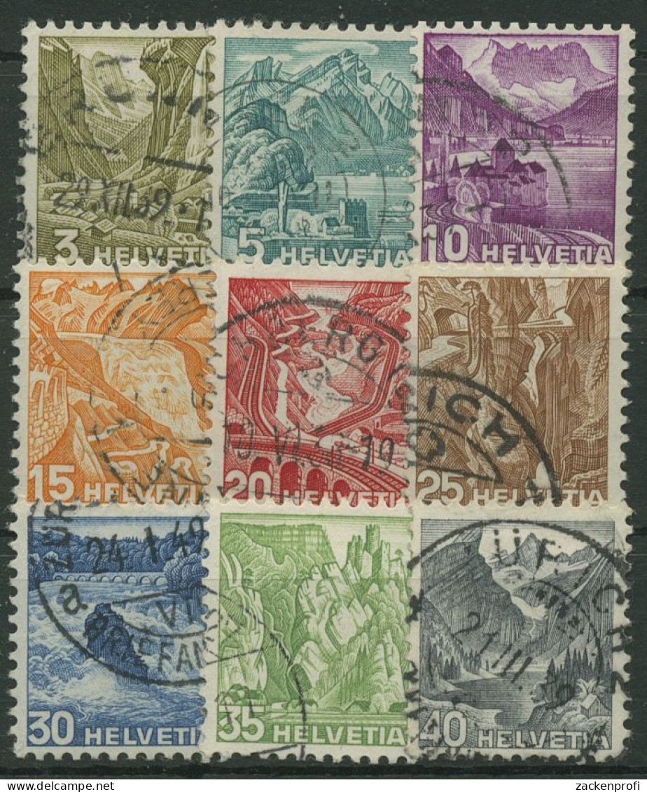 Schweiz 1936 Freimarken Landschaften, Glatter Gummi 297/305 Y Gestempelt - Gebraucht